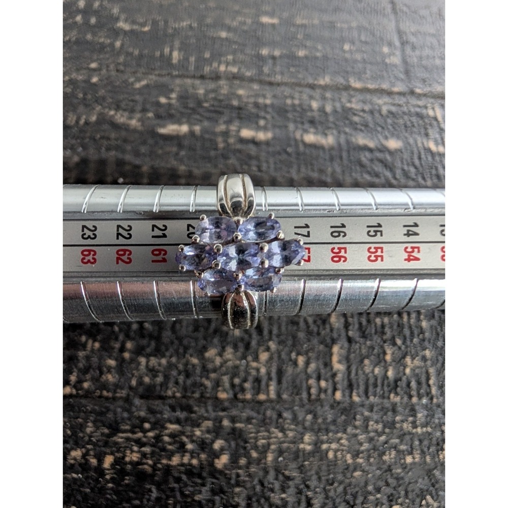 Sterling Silver 925 VJL Designer Signed Tanzanite Band Ring Size 8.5